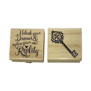 Rubber Stamp Set Unlock your Dreams And explore your new Reality Inspirational